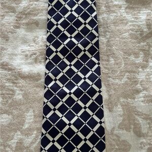 Classic Navy and White Checkered Men's Tie. Made in Italy. Never worn.
